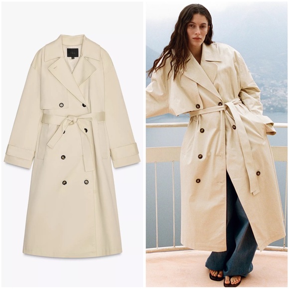 ZARA LONG OVERSIZED TRENCH COAT - Picture 1 of 7